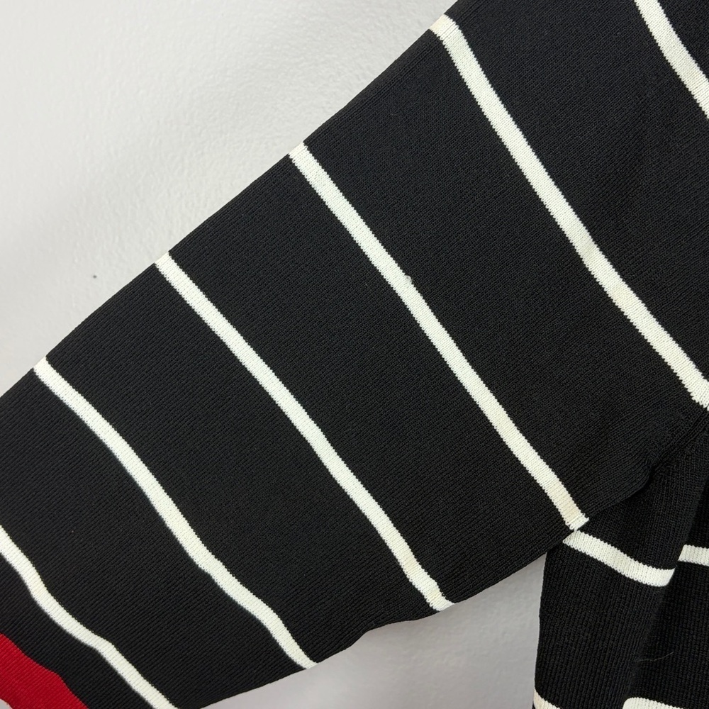 Rossi Classic Striped 3/4 Sleeve Boat Neck Nylon Blend Knit Top XL Black White - Picture 8 of 13